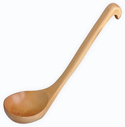 Eamall 1pc Kitchen Hook End Straight Handle Wood Soup Porriage Spoon Ladle Light Brown (1)