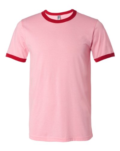 Bella Canvas Men's Jersey Short-Sleeve Ringer T-Shirt - HTHR PINK/CARDINAL - M