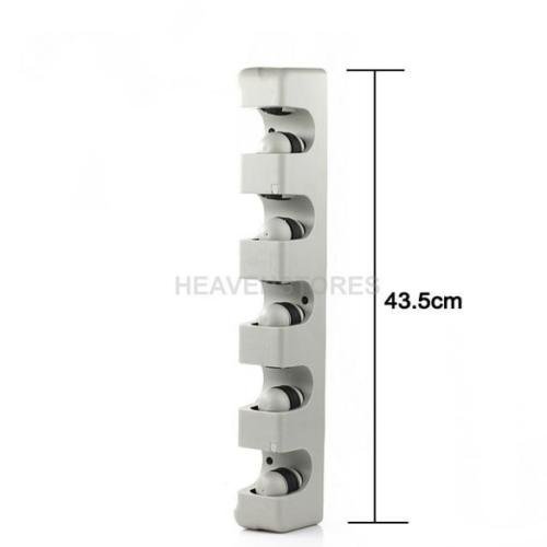 NPLE--5 Racks Kitchen Storage Brush Mop Broom Holder Organizer Tool Wall Mount Hanger - Thumbnail 3