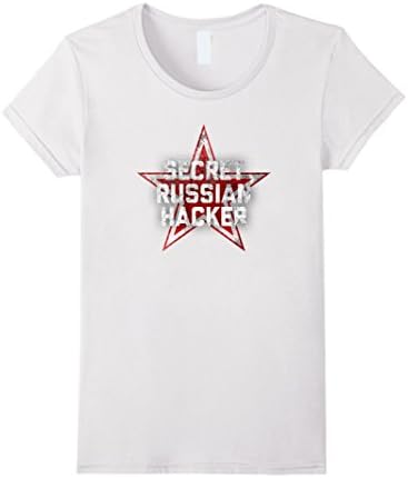 Womens Secret Russian Hacker Funny Political Gag Shirt Distressed Small White