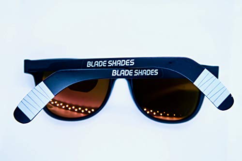 Blade Shades Sports Sunglasses, Original Hockey Stick 100% UV Protection Sunglasses for Men, Women, Kids (Grey/Smoke Frame, Chrome Mirror)