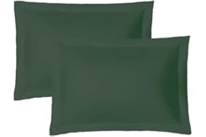 iMaylex Soft and Breathable 100% Egyptian Cotton Envelope Pillow Shams, Silk Like and Cozy Decorative Pillow Covers, Set of 2, Dark Green, King