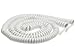 ECore Cables White Coiled Telephone Handset Cord - 25 Foot Long Length - 1.5 Inch Flat Leader