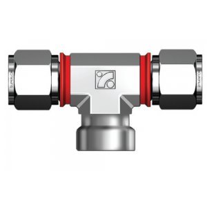 Superlok Female Branch Tee Tube Fitting, Double Ferrule, Stainless Steel, 1/4" T x 1/4" T x 1/4" F NPT, 316 SS