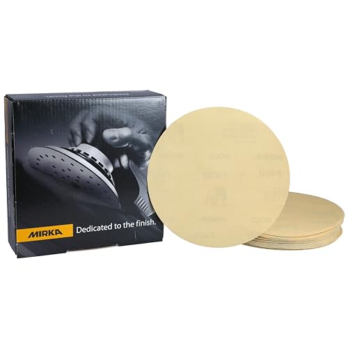 Mirka Gold Universal-Schleifpapier Ø 150mm / selbstklebend/Korn P400, 100 Stk/Zum Schleifen von Gips, Spachtel, Spanplatten, Holz, Lack