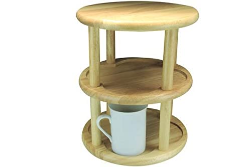 APOLLO THE HOUSEWARES BRAND Light Wooden Mug Carousel - Double Decker - Holds 6 x Mugs - Sturdy and Secure Kitchen Worktops - Classic Design