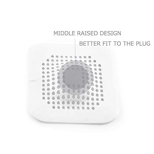 Square Shower Drain Covers, NOTSEK Silicone Tube Drain Hair Catcher Stopper with Sucker for Bathroom Kitchen, Rubber Bathtub Sink Strainer Plug Filter Trap Home Drain Protectors (BIG 14.514.5CM)