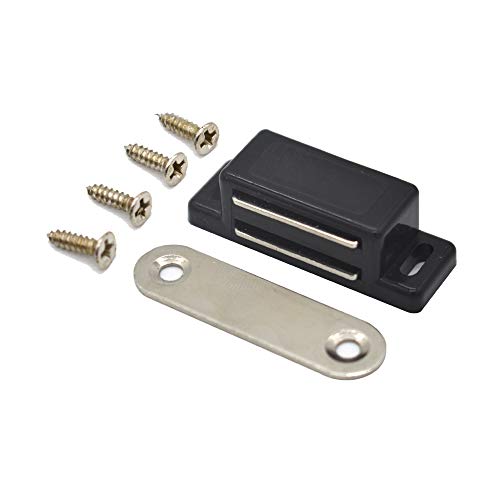 Cabinet Magnet Latch - Best for Cabinet Doors, Cupboards, Drawers and Shutters - Cabinet Magnetic Latch Easy Install - Magnetic Cabinet Catch Screws Included - Set of 12 (Black)