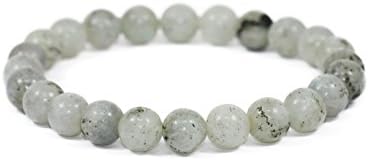 Lovelybead Gemstone Bracelets Natural Genuine Gemstones Birthstone Handmade Healing Power Crystal Beads Elastic Stretch 8mm 7.5 Inch Unisex (Gray Jade)