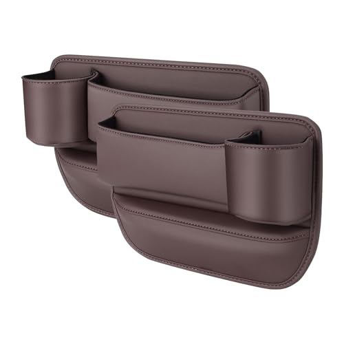 2 Pcs Car Seat Side Pocket Organizer, Universal Seat Gap Storage Box, Pu Leather Mini Storage Bag,Car Seat Gap Organizer,Console Storage Bag Gap Filler For Cellphone Keys Cards Wallets Sunglasses (C)