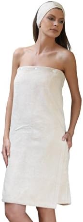 Turkish Terry Women's Wrap, Cotton Shower Wrap, Spa Wrap for Women (Natural, One Size Fits Most)