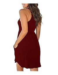 EZBELLE - Vestido sin mangas para mujer, sin mangas, con bolsillos