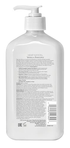 Australian Gold Hemp Nation Vanilla Pineapple Tan Extender Lotion, 18 oz, Antioxidants & Vitamins, Soft Focus Microspheres, Hemp Seed Oil, Hydrating Complex, Age-Defying Blend, No THC & Paraben