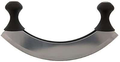 Stainless Steel Mezzaluna Chopper -Double Blade Carving Knife, Butcher Knife and Chef Knifes Rocker- 10 inch Blade