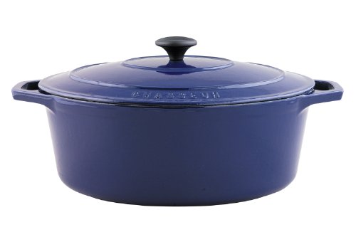 Chasseur 13-3/4 by 10-1/2-Inch Blue Enamel Cast-Iron Oval Dutch Oven