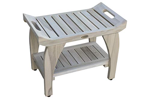 CoastalVogue Tranquility Shower Bench, 24", Driftwood - Thumbnail 3