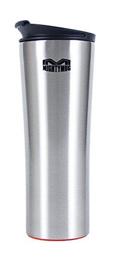 Mighty Mug Biggie Stainless Steel Tumbler, The Travel Mug That WonÃ•t Fall, with Double Wall Vacuum Insulation To Keep Your Drink Hot or Cold, Silver, 18 oz