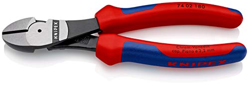 KNIPEX Kraft-Seitenschneider mit Comfort-Griffen schwarz atramentiert 180 mm, 74 02 180