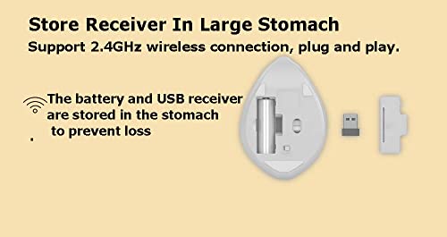 2.4GHz Wireless Mouse Cute Hamster Shape Less Noice Portable Mobile Optical 1200DPI USB Mice Cordless Mouse for PC Laptop Computer Notebook MacBook Kids Girl Men Women Mom Dad Gift (Gray)