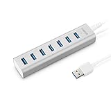Anker Unibody USB 3.0 7-Port Aluminum Hub with Built-in 1.3ft USB 3.0 Cable and Included 5V / 3A Power Adapter (Powered via USB or Power Outlet)