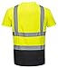 Portwest S378 Hi Vis 2 Tone Reflective Short Sleeve Safety Work T Shirt ANSI, YellowBlack, X Large
