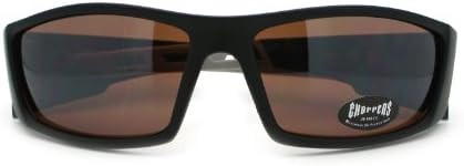 Choppers Rectangular Plastic Warp Around Biker Motorcycle Sunglasses Matte Black
