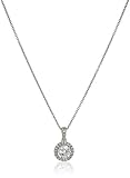 Sterling Silver Round Halo Pendant Necklace, 18