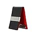 F&H Minimalist Slim Leather Wallet Money Clip Holds 8 Cards (Black/Red)