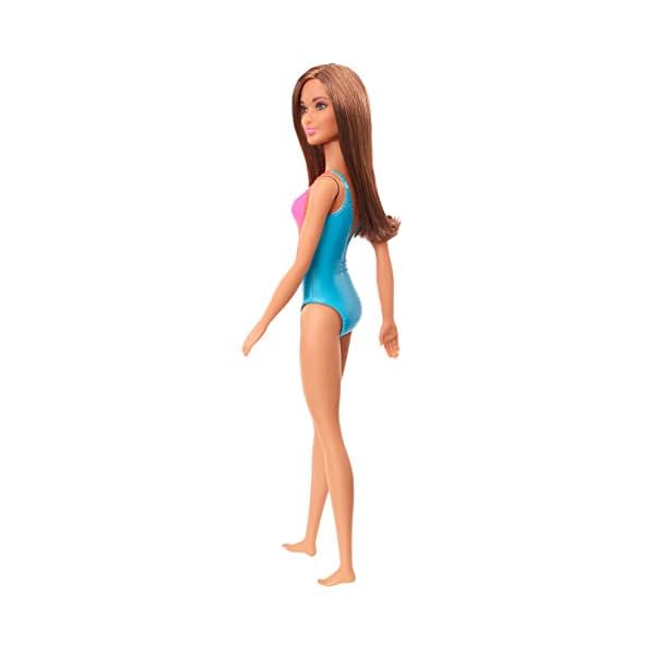 Barbie GHW40 - Beach Puppe (brünett), mit Badeanzug in Blau, Pink und Orange, Spielzeug für Kinder von 3 bis 7 Jahren – Bild 5
