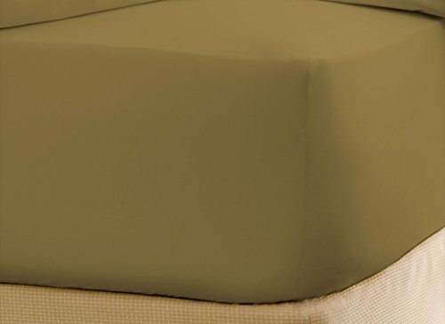 500-Thread-Count Egyptian Cotton Super Soft Extra Deep Pocket Fitted Sheet/Bottom Sheet Twin Extra Long Solid Beige Fit Up to 21" inches Deep Pocket Fully Elastic All Around