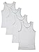 Buyless Fashion Little Girls 100% Cotton White Scoop neck Undershirt With Colored Trim (4 Pack)