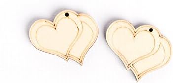 24 DECORATIONS WOOD Favour Birth First Communion Baptism Wedding (CUORI 1130008)
