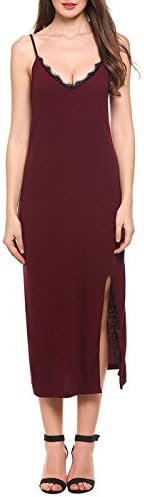 Peab Women 's Summer Spaghetti Straps Sundress Sleeveless Beach Long Slip Dress Wine Red-1 X-Large