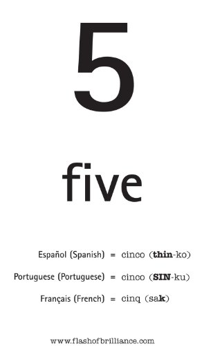 Numbers Shapes and Colors with Spanish, French, and Portuguese translations for each number By Flash of Brilliance