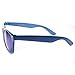 zeroUV Retro Bright Horn Rimmed Sunglasses with Colorful Mirrored Lenses - UV400 (Blue)
