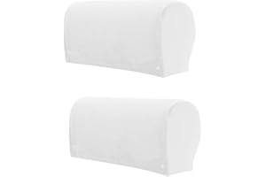 LINGXIYA 2PCS Velvet Armrest Spandex Arm Covers,Stretch Armchair Covers for Chairs Couch,Furniture Protector Armchair Slipcovers for Sofa with Twist Pins,White