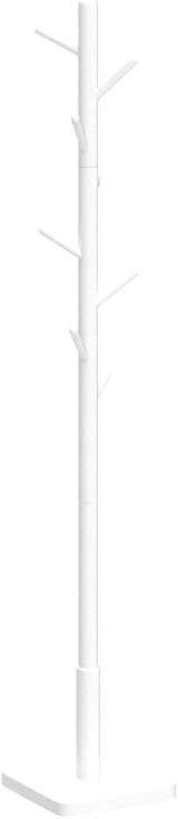 VASAGLE Coat Rack Freestanding 8 Hooks 3 Heights Rubber Wood Cloud White view 4