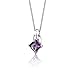 PEORA Amethyst Classic Solitaire Pendant Necklace for Women 925 Sterling Silver, Natural Gemstone, 2 Carats Princess Cut 8mm, with 18 inch Chain, Real Purple Amethyst Necklace, w/Jewelry Box