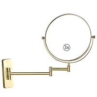 GAIBO Makeup Mirror Wall Mount - 3X Magnifying Beauty Mirror,Bathroom Vanity Mirror for Cosmetic Shaving,Gold_6inch
