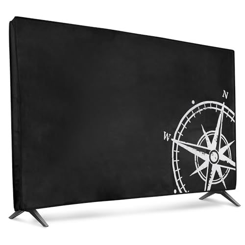 kwmobile Indoor 65" TV Cover – Television Dust Cover Screen Protector – TV Screen Dust Protection – Synthetic Fabric White/Black — image 1
