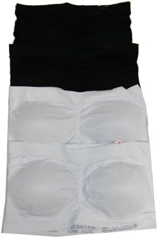 Anenome Women's Strapless Seamless Bandeau Padding (2 or 4 pack),One Size,4 Pack: Black/Black/White/White
