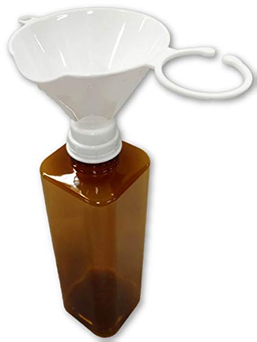(2 Pack) Earth's Essentials Amber Square 16 Ounce Refillable Pump Bottles with Patented Screw-On Funnel. Ideal Dispenser for Liquid Loap, Lotions, Shampoo and Massage Oils. - Thumbnail 2
