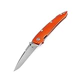 KIZER Cutlery Folding Pocket Knives Satin Drop Point Stonewashed Blade Orange Tactical EDC Knife Sunburst Aluminum Knife,Sliver Ki4419A1