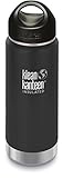Klean Kanteen Wide Mouth 16 Ounce Insulated Stainless Steel Bottle with Leakproof Loop Cap - Shale Black