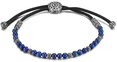 メンズ クラシック チェーン シルバー ラウンド ビーズ プルスルー ブレスレット