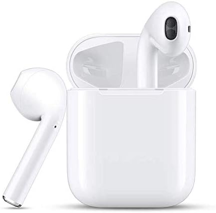RUYIKING Wireless Earbuds Stereo Earphones Cordless Sport Headphones in-Ear Noise Canceling Earphones Built-in-Mic&Charging Case for Smart Phones (White 88)