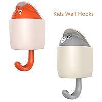 Vividda Pack of 2 Cute Animal Kid Wall Hooks Adhesive Plastic Coat Hang Hooks Decorative, Cartoon Stick Hook for Kids with a Aroma Disk