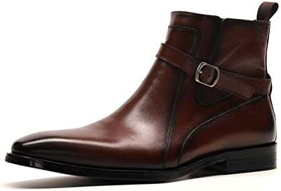 HYLFF Men Chelsea Martin Boots,leather Executive Boots Comfortable High Help Ankle Shoes Work Formal Ankle Cowboy Biker Boots Shoes