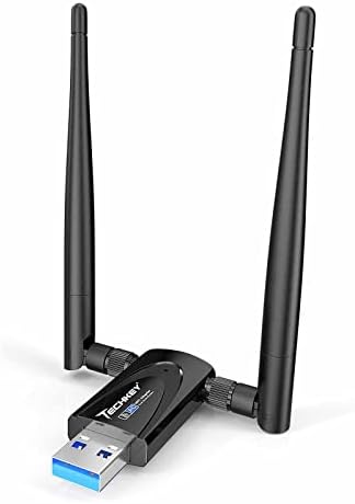 Techkey AC1300Mbps Adaptador inalámbrico WiFi USB para PC de escritorio, Dongle de red con doble banda 2.4GHz/400Mbps 5GHz/867Mbps 5dBi Antena de alta ganancia para computadora portátil Compatible con