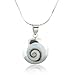 925 Sterling Silver Natural Shiva Eye Shell Inlay Round Pendant Necklace, 18 inches